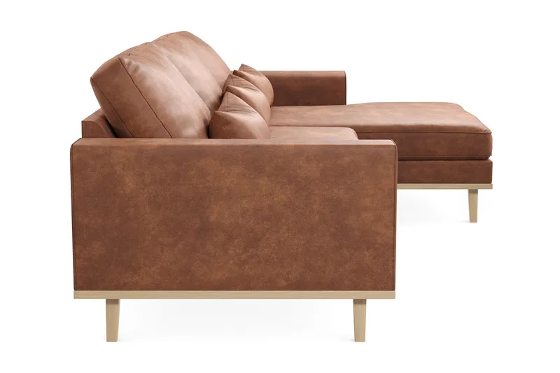 Copenhagen 4-istuttava Oikeakätinen L-muotoinen Divaanisohva Keinonahkalla - Ruskea - Huonekalut - Sohva - Divaanisohva