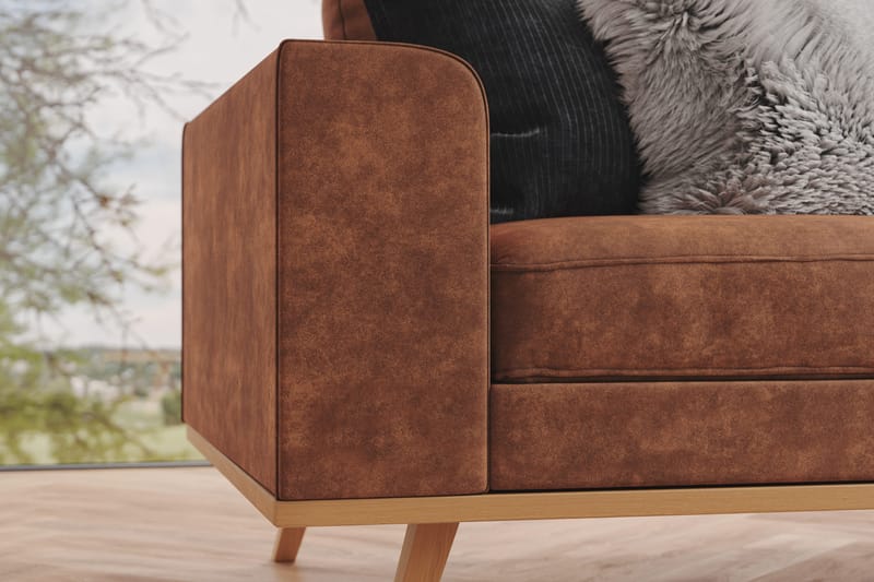 Copenhagen 4-istuttava Oikeakätinen L-muotoinen Divaanisohva Keinonahkalla - Ruskea - Huonekalut - Sohva - Divaanisohva