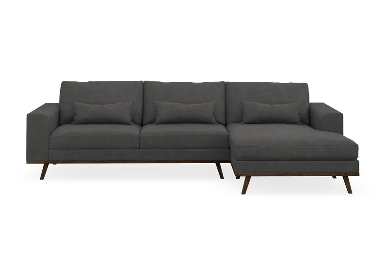 Copenhagen 4-istuttava Oikeakätinen L-muotoinen Divaanisohva Manchester-kankaalla - Tummanharmaa - Huonekalut - Sohva - Divaanisohva