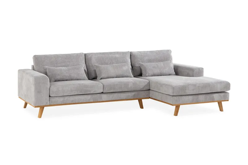 Copenhagen 4-istuttava Oikeakätinen L-muotoinen Divaanisohva Manchester-kankaalla - Vaaleanharmaa - Huonekalut - Sohva - Divaanisohva