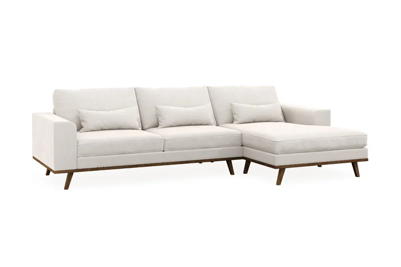 Copenhagen 4-istuttava Oikeakätinen L-muotoinen Divaanisohva Sametilla - Kermanvalkoinen - Huonekalut - Sohva - Divaanisohva