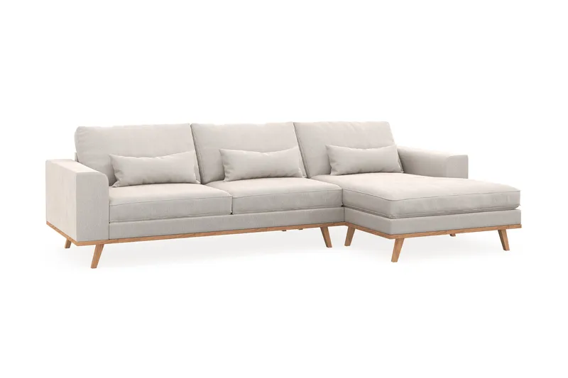 Copenhagen 4-istuttava Oikeakätinen L-muotoinen Divaanisohva Sametilla - Kermanvalkoinen - Huonekalut - Sohva - Divaanisohva