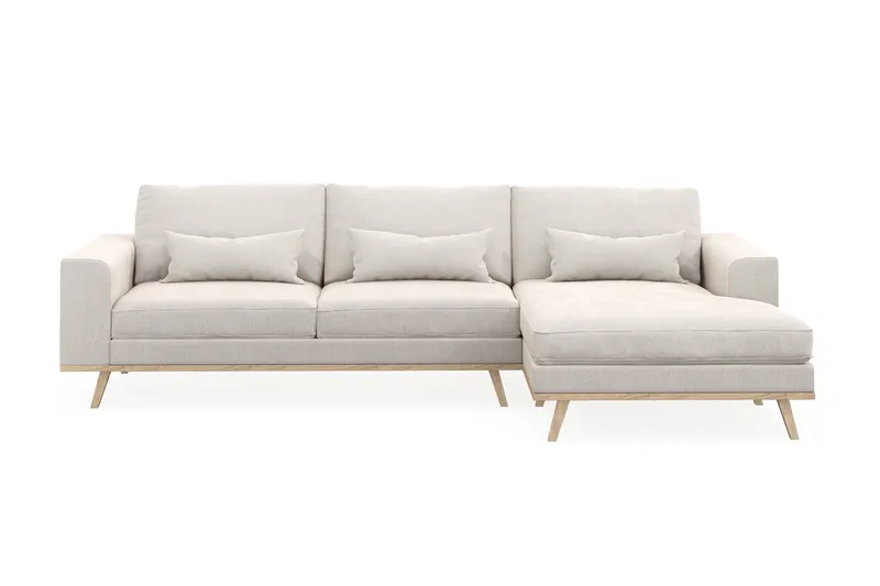 Copenhagen 4-istuttava Oikeakätinen L-muotoinen Divaanisohva Sametilla - Kermanvalkoinen - Huonekalut - Sohva - Divaanisohva