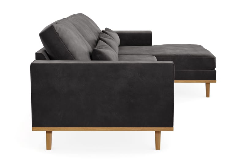 Copenhagen 4-istuttava Oikeakätinen L-muotoinen Divaanisohva Sametilla - Tummanharmaa - Huonekalut - Sohva - Divaanisohva