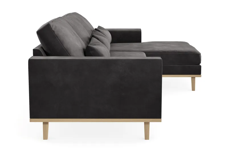 Copenhagen 4-istuttava Oikeakätinen L-muotoinen Divaanisohva Sametilla - Tummanharmaa - Huonekalut - Sohva - Divaanisohva