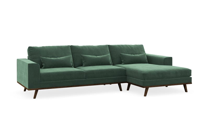 Copenhagen 4-istuttava Oikeakätinen L-muotoinen Divaanisohva Sametilla - Tummanvihreä - Huonekalut - Sohva - Divaanisohva