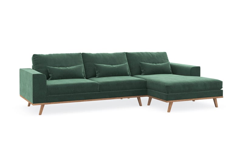 Copenhagen 4-istuttava Oikeakätinen L-muotoinen Divaanisohva Sametilla - Tummanvihreä - Huonekalut - Sohva - Divaanisohva