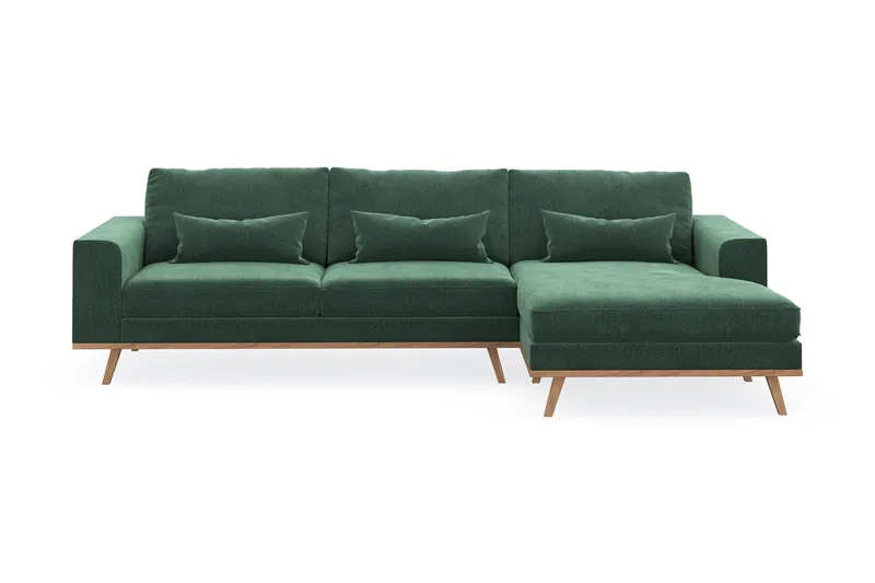 Copenhagen 4-istuttava Oikeakätinen L-muotoinen Divaanisohva Sametilla - Tummanvihreä - Huonekalut - Sohva - Divaanisohva