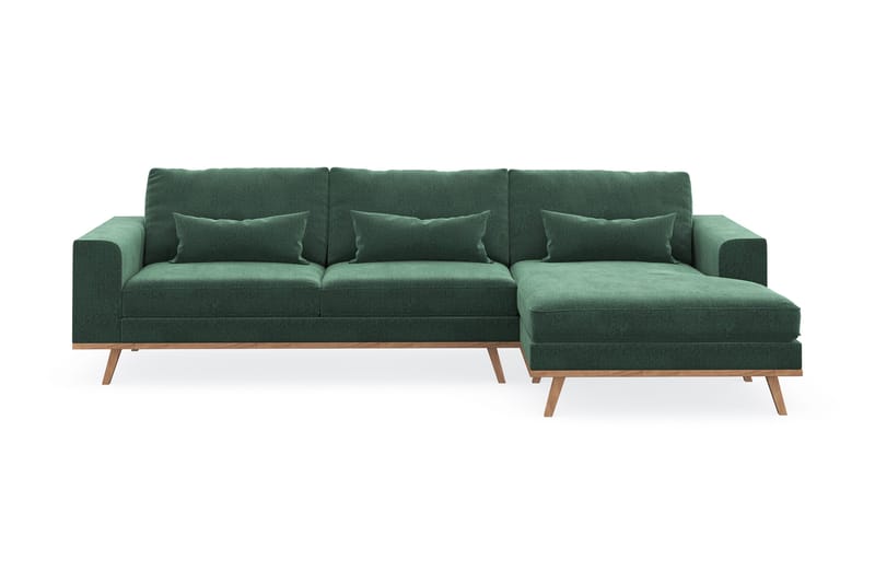 Copenhagen 4-istuttava Oikeakätinen L-muotoinen Divaanisohva Sametilla - Tummanvihreä - Huonekalut - Sohva - Divaanisohva