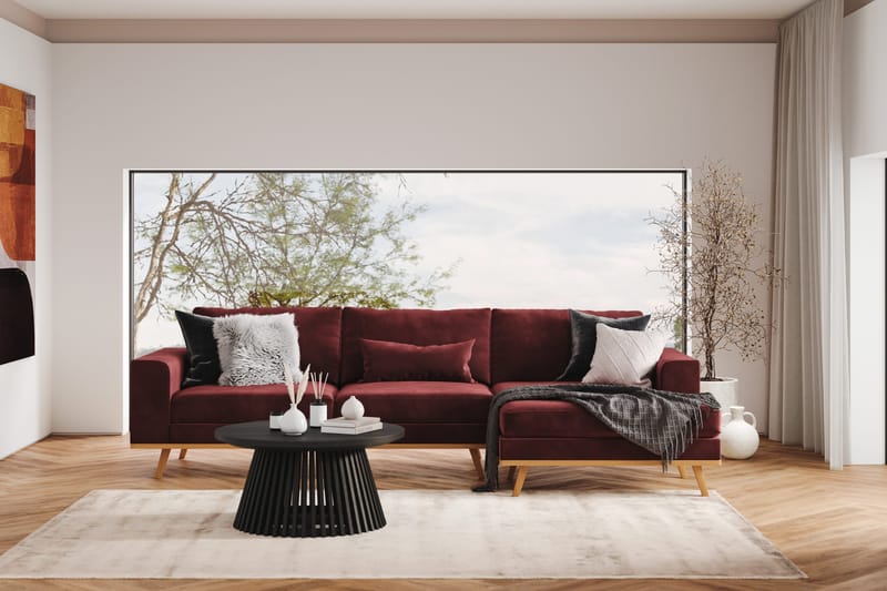 Copenhagen 4-istuttava Oikeakätinen L-muotoinen Divaanisohva Sametilla - Violetti - Huonekalut - Sohva - Divaanisohva