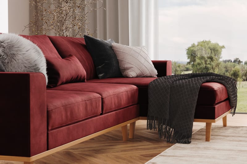 Copenhagen 4-istuttava Oikeakätinen L-muotoinen Divaanisohva Sametilla - Violetti - Huonekalut - Sohva - Divaanisohva