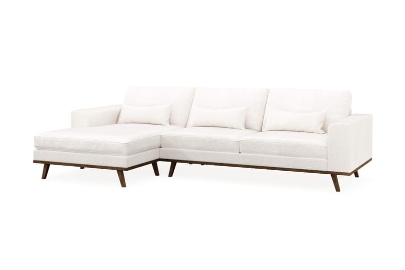 Copenhagen 4-istuttava Vasenkätinen L-muotoinen Divaanisohva Bouclélla - Valkoinen - Huonekalut - Sohva - Divaanisohva
