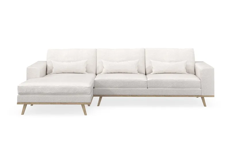 Copenhagen 4-istuttava Vasenkätinen L-muotoinen Divaanisohva Bouclélla - Valkoinen - Huonekalut - Sohva - Divaanisohva