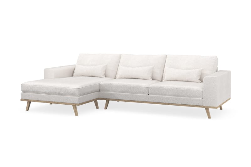 Copenhagen 4-istuttava Vasenkätinen L-muotoinen Divaanisohva Bouclélla - Valkoinen - Huonekalut - Sohva - Divaanisohva
