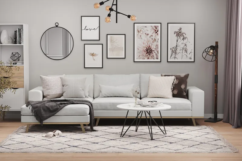 Copenhagen 4-istuttava Vasenkätinen L-muotoinen Divaanisohva Kankaalla - Harmaa - Huonekalut - Sohva - Divaanisohva