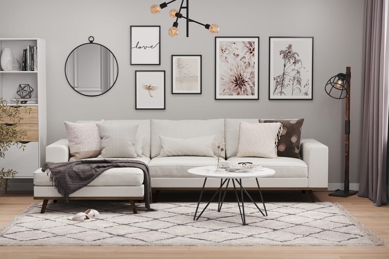 Copenhagen 4-istuttava Vasenkätinen L-muotoinen Divaanisohva Kankaalla - Vaaleanharmaa - Huonekalut - Sohva - Divaanisohva