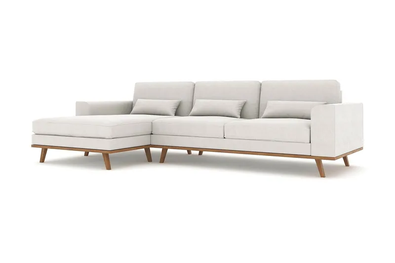 Copenhagen 4-istuttava Vasenkätinen L-muotoinen Divaanisohva Kankaalla - Vaaleanharmaa - Huonekalut - Sohva - Divaanisohva