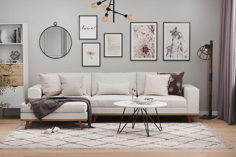 Copenhagen 4-istuttava Vasenkätinen L-muotoinen Divaanisohva Kankaalla - Vaaleanharmaa - Huonekalut - Sohva - Divaanisohva