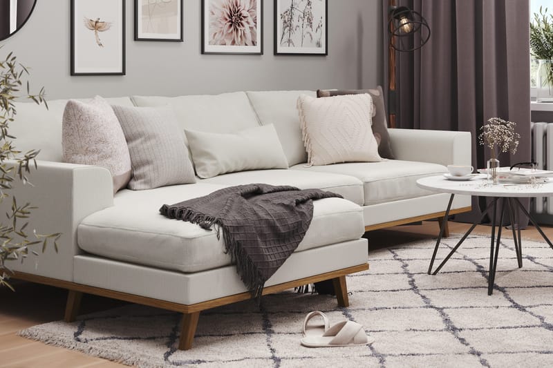 Copenhagen 4-istuttava Vasenkätinen L-muotoinen Divaanisohva Kankaalla - Vaaleanharmaa - Huonekalut - Sohva - Divaanisohva