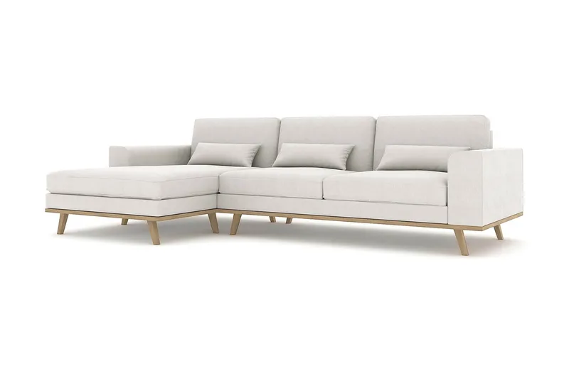 Copenhagen 4-istuttava Vasenkätinen L-muotoinen Divaanisohva Kankaalla - Vaaleanharmaa - Huonekalut - Sohva - Divaanisohva