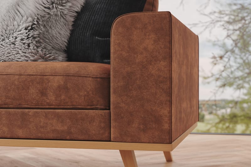 Copenhagen 4-istuttava Vasenkätinen L-muotoinen Divaanisohva Keinonahkalla - Ruskea - Huonekalut - Sohva - Divaanisohva