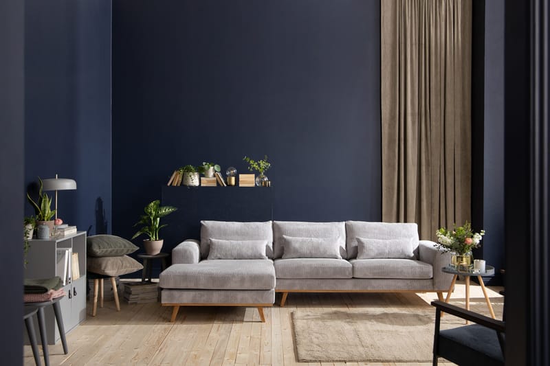 Copenhagen 4-istuttava Vasenkätinen L-muotoinen Divaanisohva Manchester-kankaalla - Vaaleanharmaa - Huonekalut - Sohva - Divaanisohva