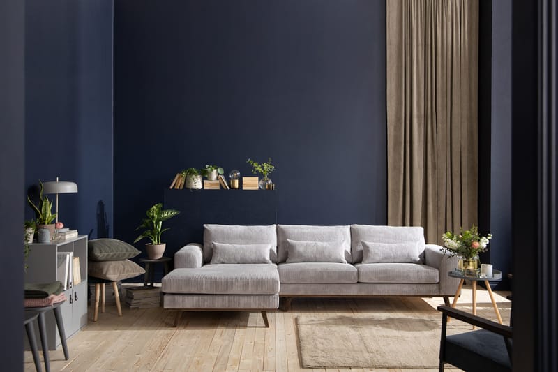 Copenhagen 4-istuttava Vasenkätinen L-muotoinen Divaanisohva Manchester-kankaalla - Vaaleanharmaa - Huonekalut - Sohva - Divaanisohva