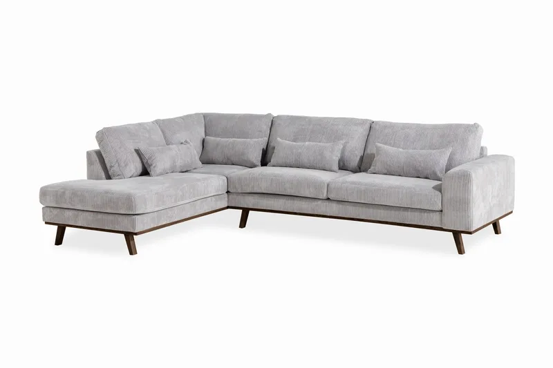 Copenhagen 4-istuttava Vasenkätinen L-muotoinen Divaanisohva Manchester-kankaalla - Vaaleanharmaa - Huonekalut - Sohva - Divaanisohva