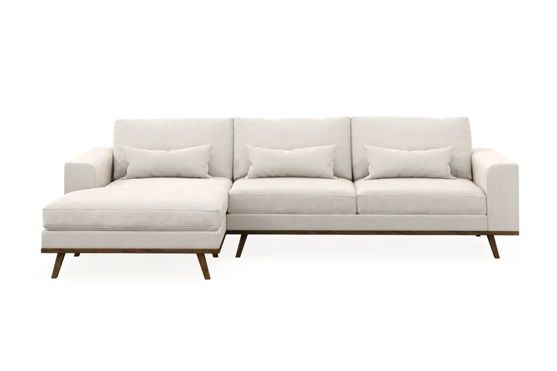 Copenhagen 4-istuttava Vasenkätinen L-muotoinen Divaanisohva Sametilla, Kermanvalkoinen