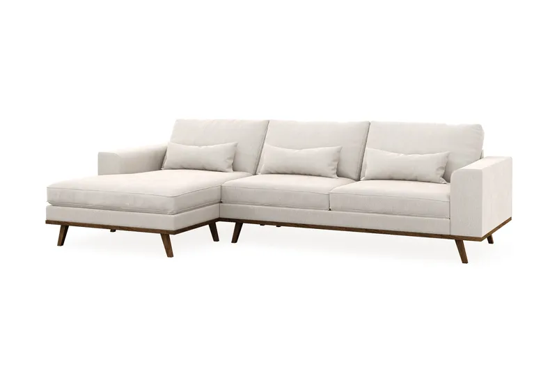 Copenhagen 4-istuttava Vasenkätinen L-muotoinen Divaanisohva Sametilla - Kermanvalkoinen - Huonekalut - Sohva - Divaanisohva