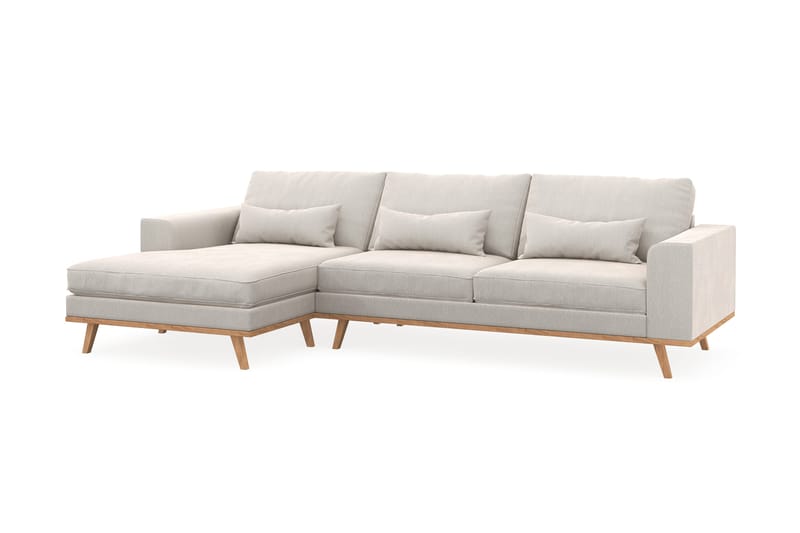 Copenhagen 4-istuttava Vasenkätinen L-muotoinen Divaanisohva Sametilla - Kermanvalkoinen - Huonekalut - Sohva - Divaanisohva