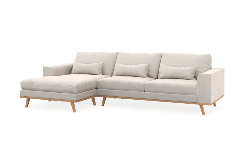 Copenhagen 4-istuttava Vasenkätinen L-muotoinen Divaanisohva Sametilla - Kermanvalkoinen - Huonekalut - Sohva - Divaanisohva