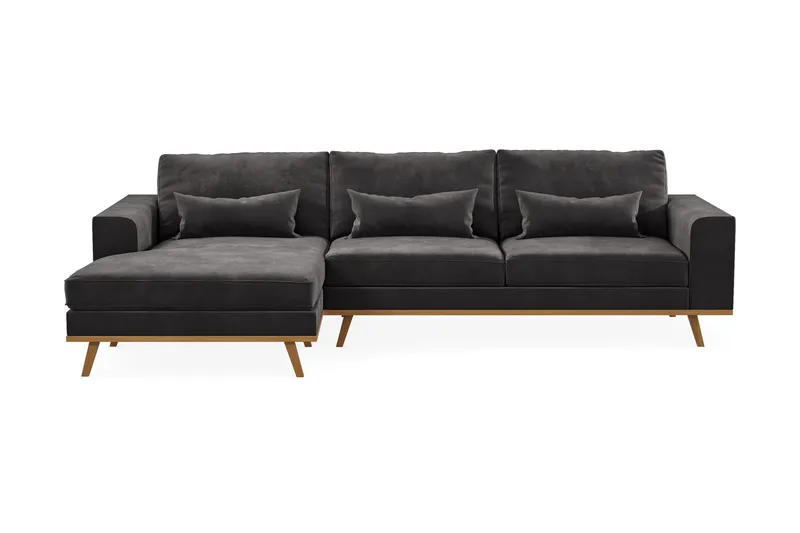 Copenhagen 4-istuttava Vasenkätinen L-muotoinen Divaanisohva Sametilla - Tummanharmaa - Huonekalut - Sohva - Divaanisohva