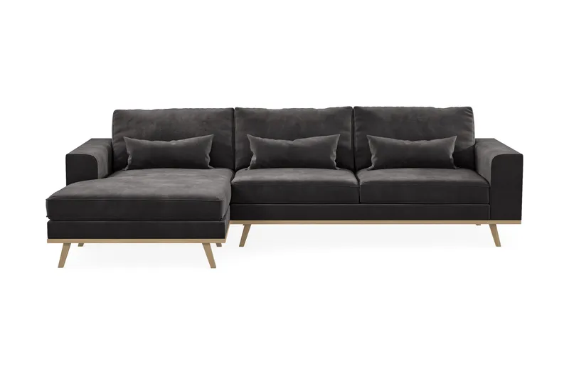 Copenhagen 4-istuttava Vasenkätinen L-muotoinen Divaanisohva Sametilla - Tummanharmaa - Huonekalut - Sohva - Divaanisohva
