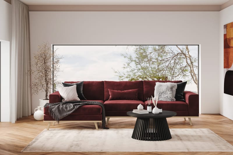 Copenhagen 4-istuttava Vasenkätinen L-muotoinen Divaanisohva Sametilla - Violetti - Huonekalut - Sohva - Divaanisohva