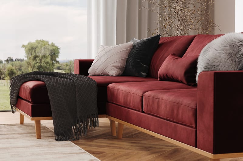 Copenhagen 4-istuttava Vasenkätinen L-muotoinen Divaanisohva Sametilla - Violetti - Huonekalut - Sohva - Divaanisohva
