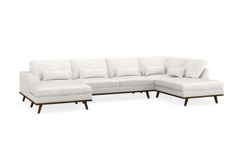 Copenhagen 5-istuttava Oikeakätinen U-muotoinen Sohva Divaanilla ja Divaanituolilla Bouclélla - Valkoinen - Huonekalut - Sohva - Divaanisohva