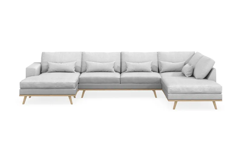 Copenhagen 5-istuttava Oikeakätinen U-muotoinen Sohva Divaanilla ja Divaanituolilla Kankaalla - Vaaleanharmaa - Huonekalut - Sohva - Divaanisohva
