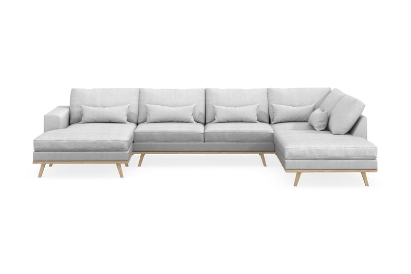Copenhagen 5-istuttava Oikeakätinen U-muotoinen Sohva Divaanilla ja Divaanituolilla Kankaalla - Vaaleanharmaa - Huonekalut - Sohva - Divaanisohva