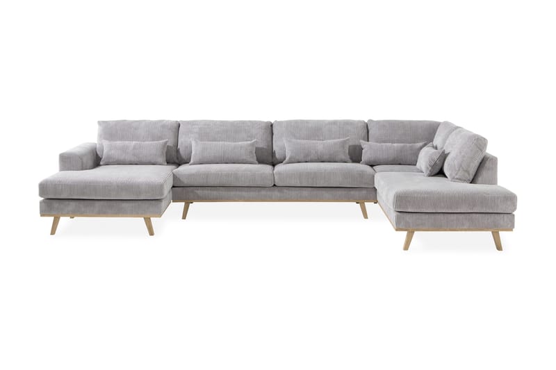 Copenhagen 5-istuttava Oikeakätinen U-muotoinen Sohva Divaanilla ja Divaanituolilla Manchester-kankaalla - Vaaleanharmaa - Huonekalut - Sohva - Divaanisohva
