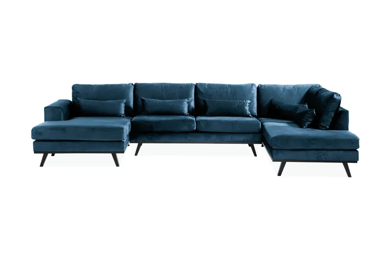 Copenhagen 5-istuttava Oikeakätinen U-muotoinen Sohva Divaanilla ja Divaanituolilla Sametilla - Sininen - Huonekalut - Sohva - Divaanisohva