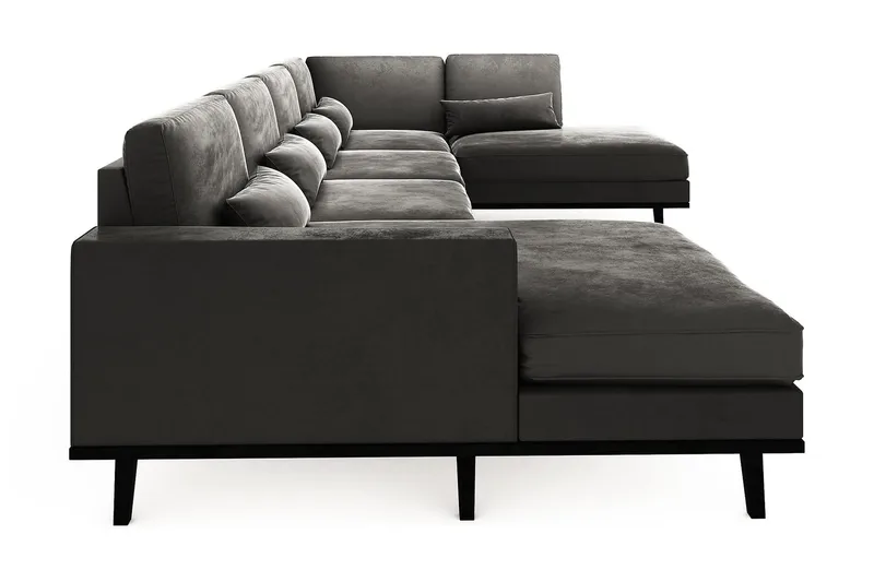 Copenhagen 5-istuttava Oikeakätinen U-muotoinen Sohva Divaanilla ja Divaanituolilla Sametilla - Tummanharmaa - Huonekalut - Sohva - Divaanisohva