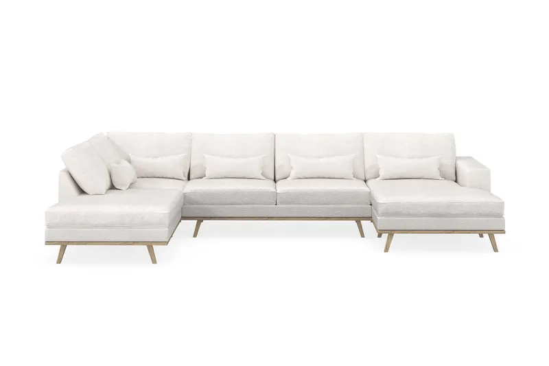 Copenhagen 5-istuttava Vasenkätinen U-muotoinen Sohva Divaanilla ja Divaanituolilla Bouclélla - Valkoinen - Huonekalut - Sohva - Divaanisohva