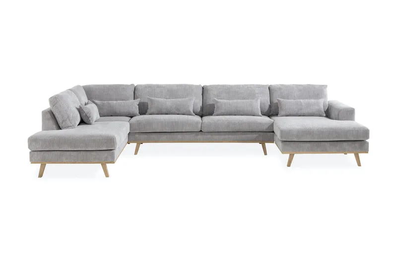Copenhagen 5-istuttava Vasenkätinen U-muotoinen Sohva Divaanilla ja Divaanituolilla Manchester-kankaalla - Vaaleanharmaa - Huonekalut - Sohva - Divaanisohva