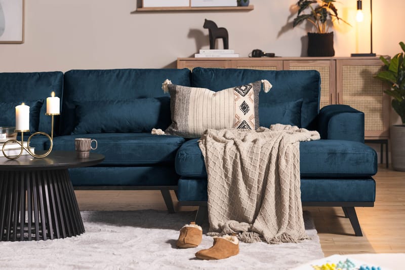 Copenhagen 5-istuttava Vasenkätinen U-muotoinen Sohva Divaanilla ja Divaanituolilla Sametilla - Sininen - Huonekalut - Sohva - Divaanisohva