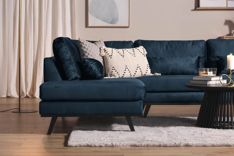 Copenhagen 5-istuttava Vasenkätinen U-muotoinen Sohva Divaanilla ja Divaanituolilla Sametilla - Sininen - Huonekalut - Sohva - Divaanisohva