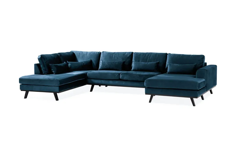 Copenhagen 5-istuttava Vasenkätinen U-muotoinen Sohva Divaanilla ja Divaanituolilla Sametilla - Sininen - Huonekalut - Sohva - Divaanisohva