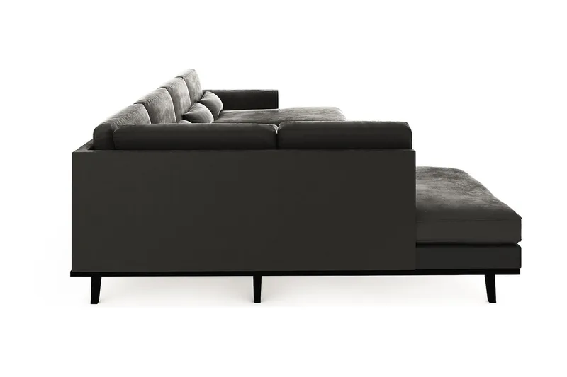 Copenhagen 5-istuttava Vasenkätinen U-muotoinen Sohva Divaanilla ja Divaanituolilla Sametilla - Tummanharmaa - Huonekalut - Sohva - Divaanisohva