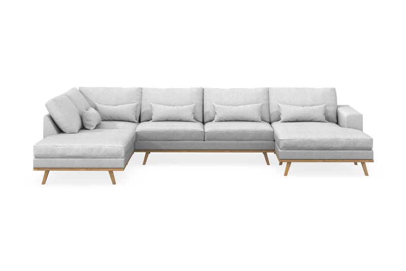 Copenhagen 5-istuttava Vasenkätinen U-muotoinen Sohva Divaanilla ja Schäslongilla Kankaalla - Vaaleanharmaa - Huonekalut - Sohva - Divaanisohva
