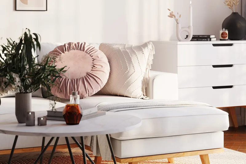 Copenhagen Compact 3-istuttava Käännettävä L-muotoinen Divaanisohva Kankaalla - Vaaleanharmaa - Huonekalut - Sohva - Divaanisohva - 3 istuttava sohva divaanilla